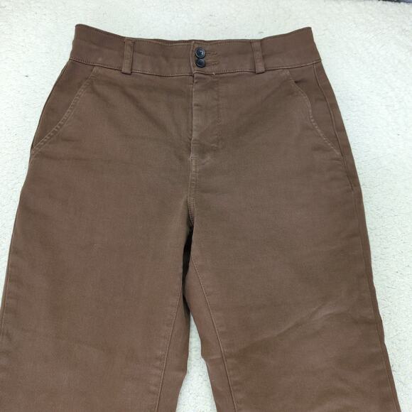 Everlane Brown Utility Kick Flare Pants Cotton Stretch Women 4 Cropped Wide Leg - Picture 3 of 9